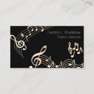 Carte De Visite Gold Music Notes sur Black