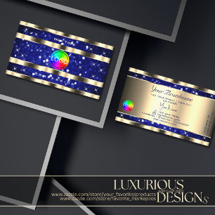 Carte De Visite Gold Ocean Blue Parties scintillant Lumineuses éto