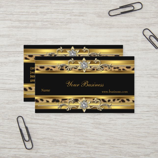 Carte De Visite Gold On Gold Black Elegant Classy Jewel 3 (Devant/Arrière en situation)