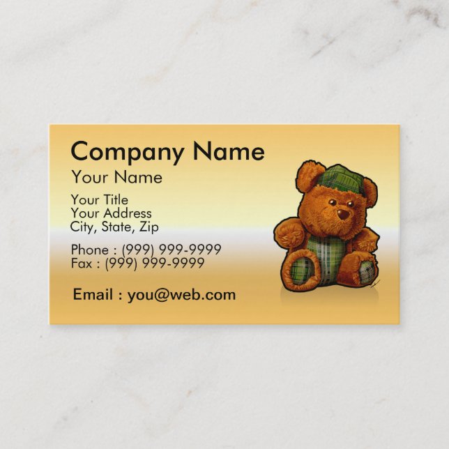 Carte De Visite gold ours en peluche (Devant)