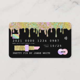 Carte De Visite Gold Parties scintillant Drip Rainbow Luxury MUA C