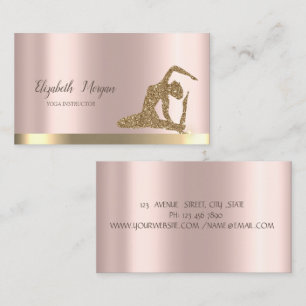 Carte De Visite Gold Parties scintillant fille Rose Gold Yoga