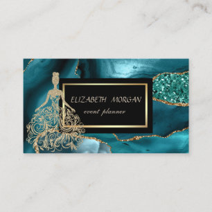 Carte De Visite Gold Parties scintillant Girl Emerald Green