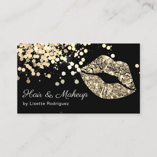 Carte De Visite Gold Parties scintillant Lips Chic (Devant)