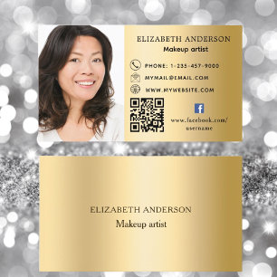 Carte De Visite Gold photo code Qr icônes de médias sociaux