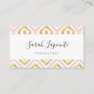 Carte De Visite Gold & Pink Chic & Elegant Motif Ikat