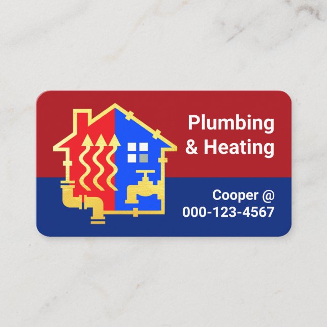 Carte De Visite Gold Plumbing Heating Home Frame (Devant)