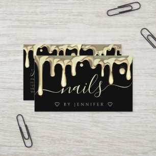 Carte De Visite Gold Polonais Drives Nails Artiste QR Code noir