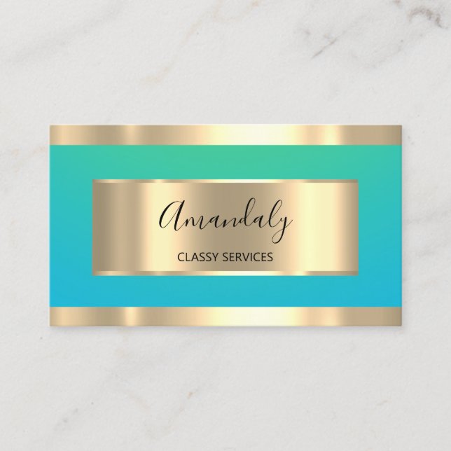 Carte De Visite Gold Professional Consulting Dusty Blue Modern (Devant)