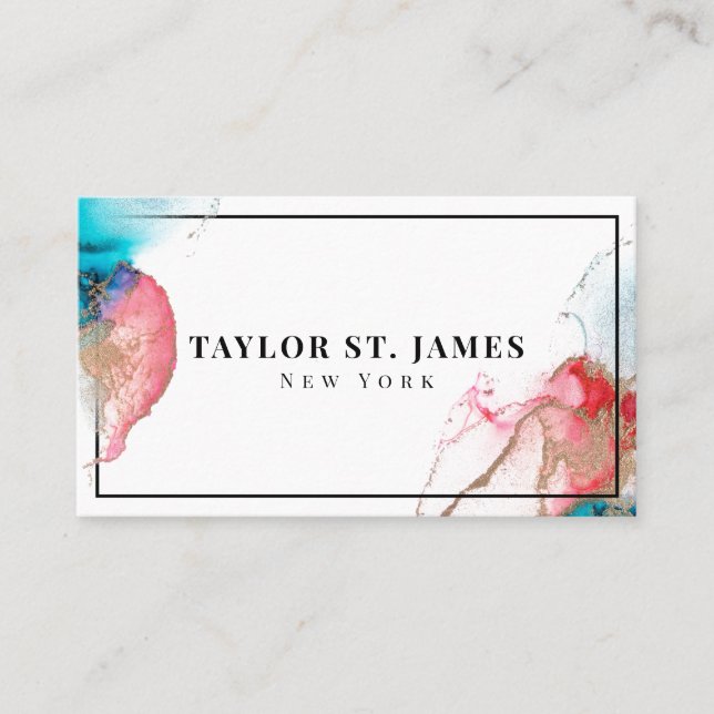 Carte De Visite Gold Red Painting Splatter Professional (Devant)