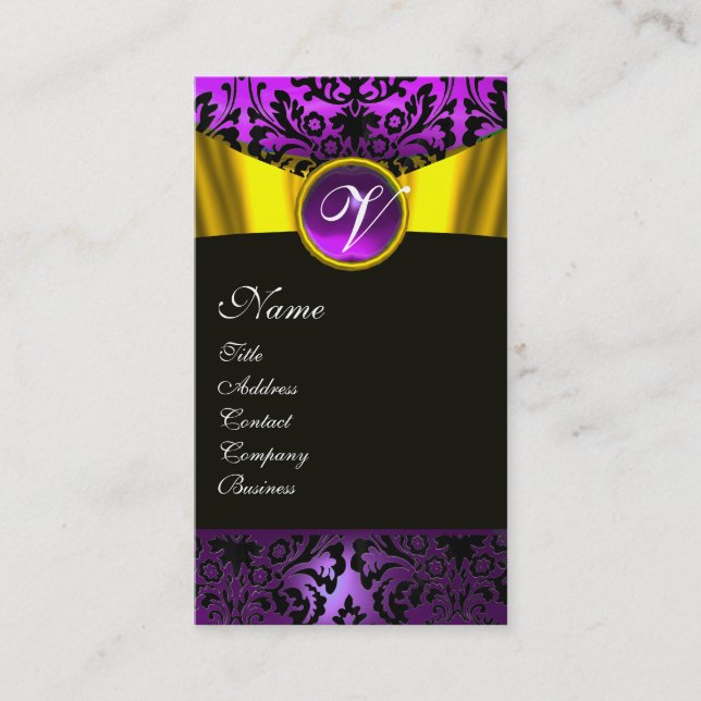 CARTE DE VISITE GOLD RIBBON JAUNE BLACK PURPLE DOMMASK MONOGRAM (Devant)
