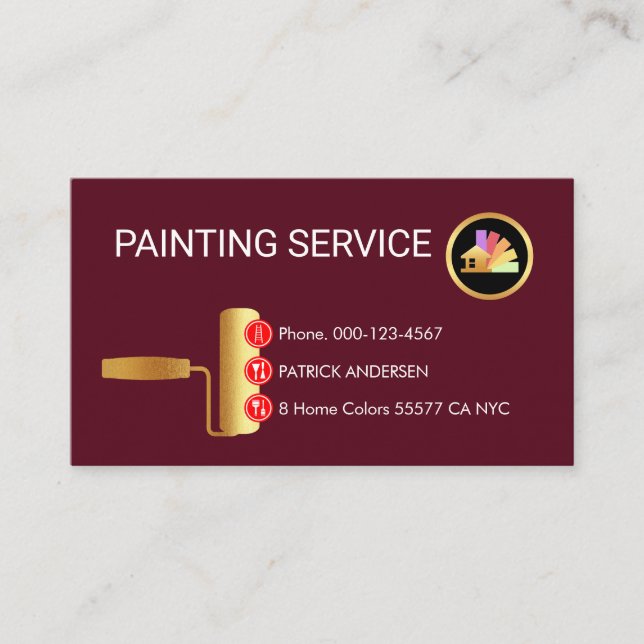 Carte De Visite Gold Roller Brush Painting Button Icons (Devant)