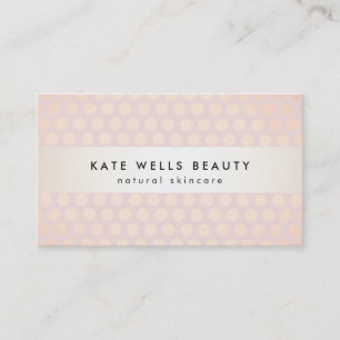 Carte De Visite Gold Rose élégant sur Pink Polka Dot Motif Beauté