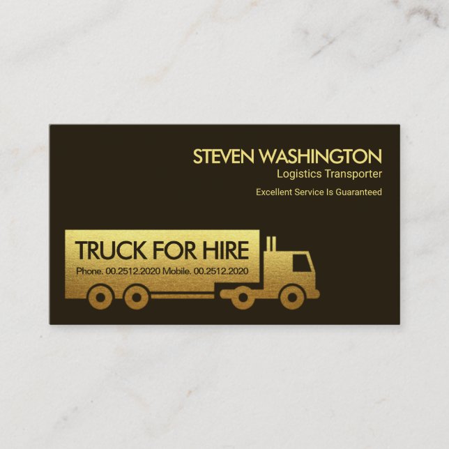 Carte De Visite Gold Semi-Camion Transport logistique (Devant)