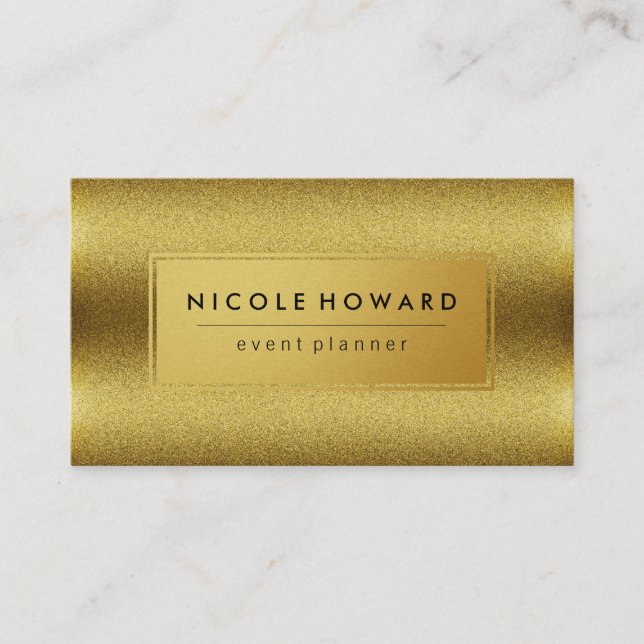 Carte De Visite Gold Shimmer et cadre élégant Faux Gold (Devant)