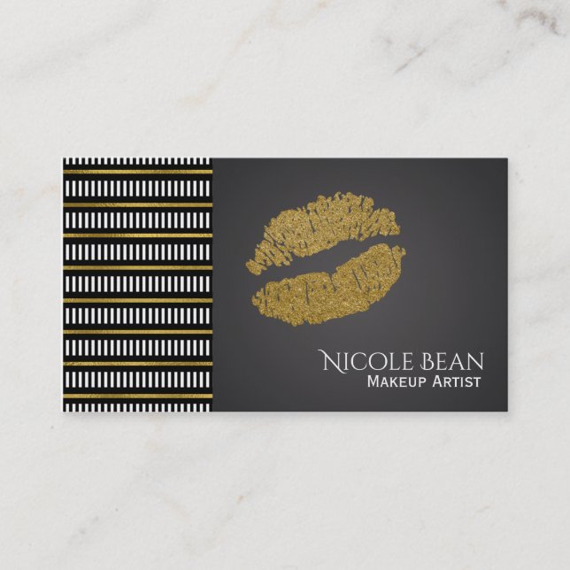 Carte De Visite Gold Shimmer Lèvres Glam moderne Salon de beauté (Devant)