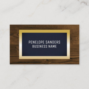 Carte De Visite Gold Speckled   Découpe en bois métallique bleu fo