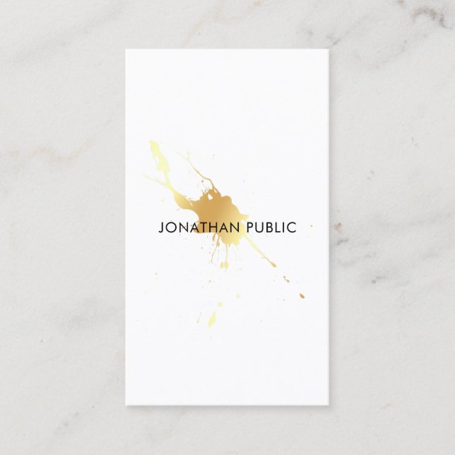 Carte De Visite Gold Splash Moderne Professionnel Élégant Modèle (Devant)