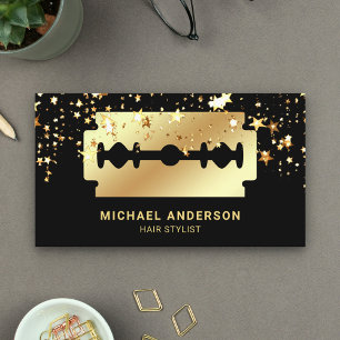 Carte De Visite Gold Stars Confetti Gold Razor Blade Hair Styliste