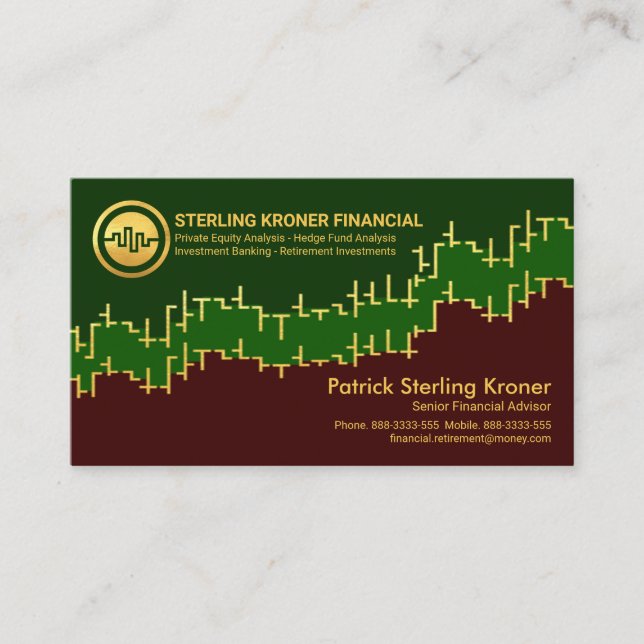 Carte De Visite Gold Stock Forex Graph Consultant financier (Devant)