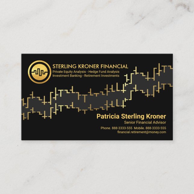 Carte De Visite Gold Stock Graph Financial (Devant)