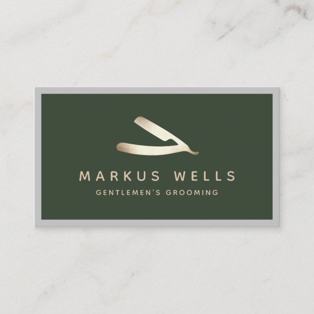 Carte De Visite Gold Stright Razor Barbershop Master Barber (Devant)