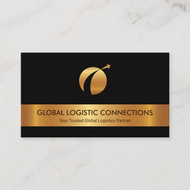 Carte De Visite Gold Strike Gold Globe Arrow Transport Logistique (Devant)