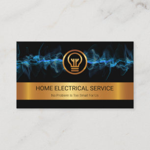 Carte De Visite Gold Stripe Blue Electric Lightning Electrician