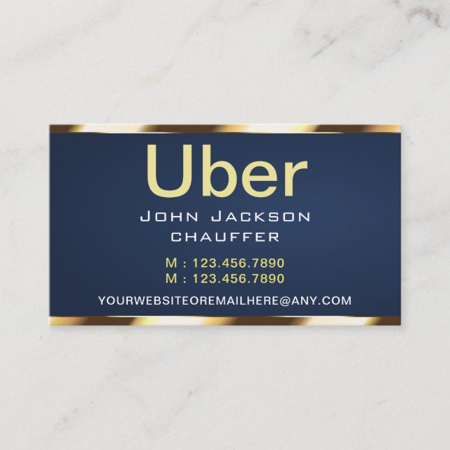 Carte De Visite Gold stripe Taxi Driver Cab Transport blue QR CODE (Devant)