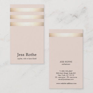 Carte De Visite Gold Striped Blush Rose Beauty Professionnel