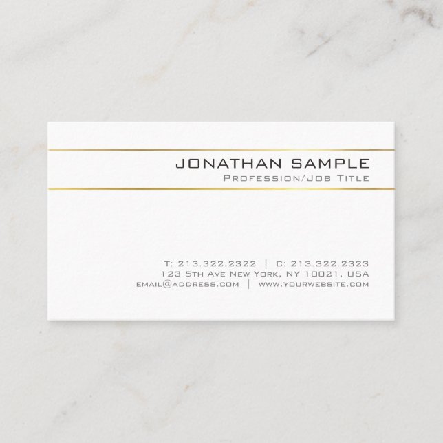 Carte De Visite Gold Striped Luxe Créatif Minimal Design tendance (Devant)
