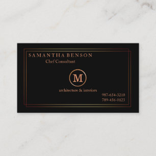 Carte De Visite Gold Striped Monogramme Moderne Stylist Marine Noi