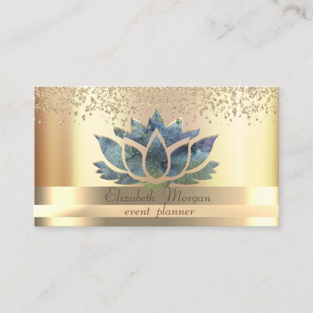 Carte De Visite Gold Stripes Diamonds Chic Lotus Gold (Devant)