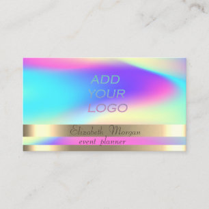 Carte De Visite Gold Stripes Ombre Holographic Ajouter Votre Logo