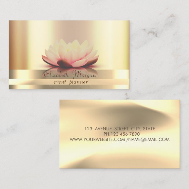 Carte De Visite Gold Stripes Ombre Holographique Lotus Gold (Devant / Derrière)