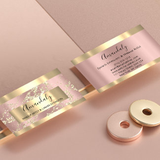 Carte De Visite Gold Strokes Marble Beauté Shop Rose Spa maquillag