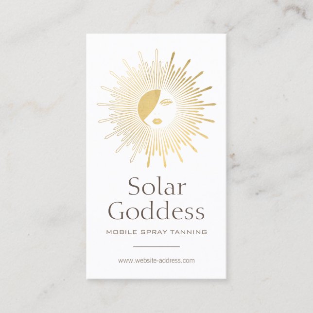 Carte De Visite Gold Sun Goddess Girl Spray Tanning Salon Logo I (Devant)