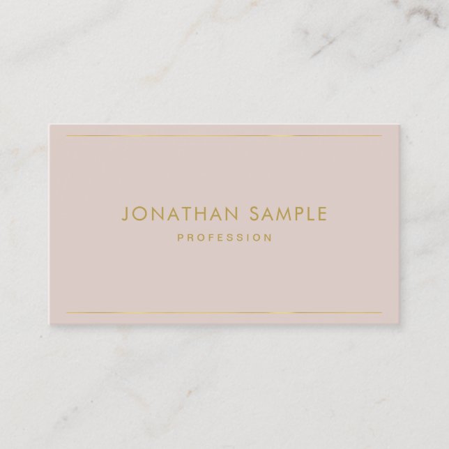 Carte De Visite Gold Text Modern Elegant Simple Design Modèle (Devant)