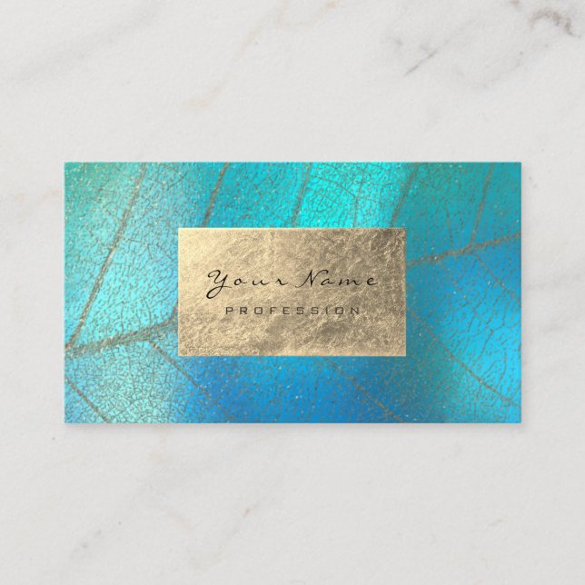 Carte De Visite Gold Tiffany Aqua Sepia Foil Délicat botanique (Devant)