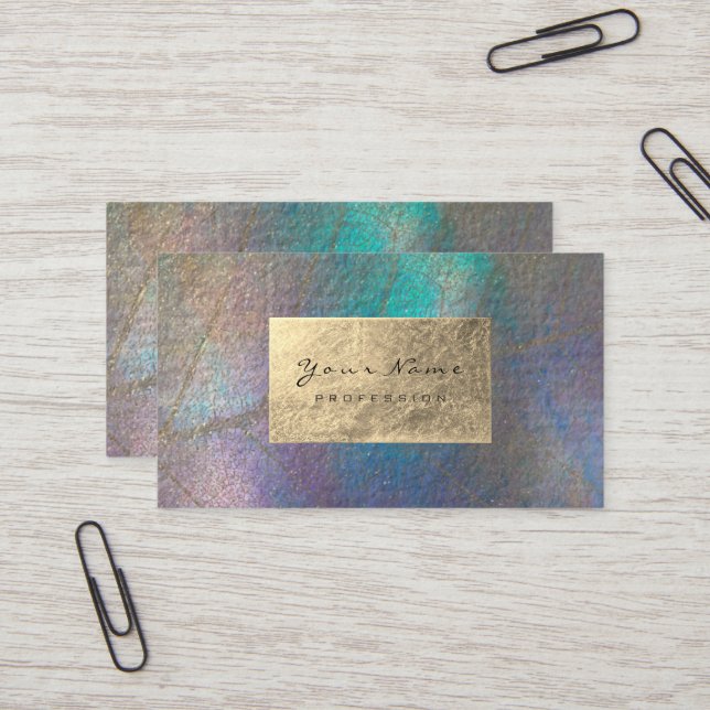 Carte De Visite Gold Tiffany Ocean Tropic Foil Botanical Delicical (Devant/Arrière en situation)