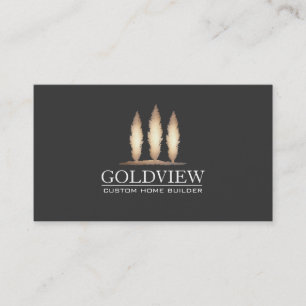 Carte De Visite Gold Tree Logo Contractant Contractant Élégant Noi