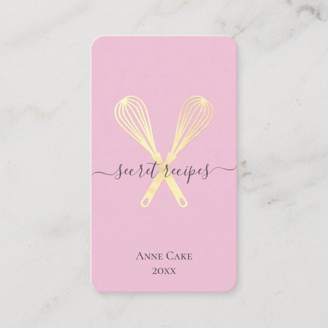 Carte De Visite Gold Whisk Bakery Chef Traiteur modifiable Code Qr (Devant)