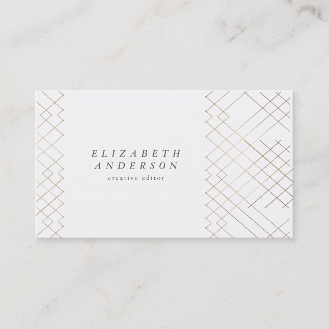 Carte De Visite Gold White Elegance Diamond Geo Déco (Devant)