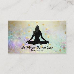 Carte De Visite *~ Gold Woman Yoga Parties scintillant méditation 