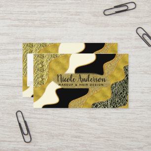 Carte De Visite Golden Abstrait Wave Modern Gold Glam tendance
