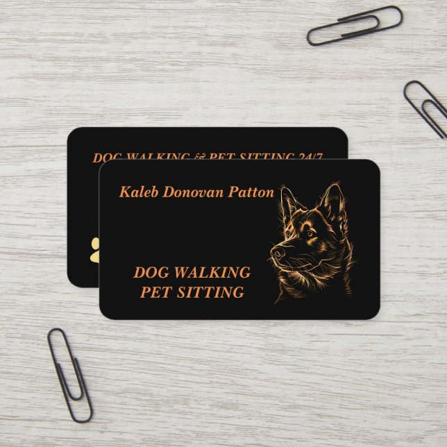 Carte De Visite Golden Black Akita Chien Animaux de compagnie Sitt (Devant/Arrière en situation)