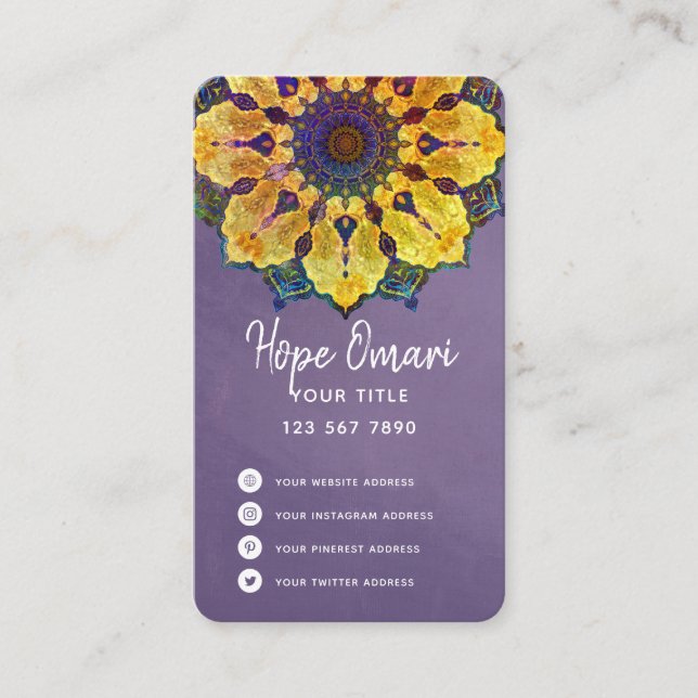 Carte De Visite Golden Boho Mandala (Devant)