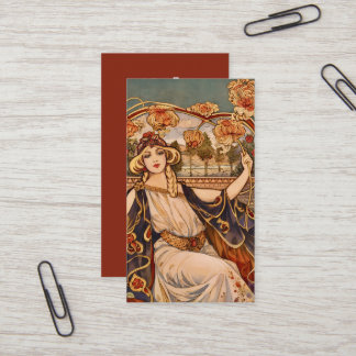 Carte De Visite Golden Chrysanthemum Muse – Art Nouveau Floral 