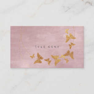 Carte De Visite Golden Confetti Poudre Papillon rose Vip