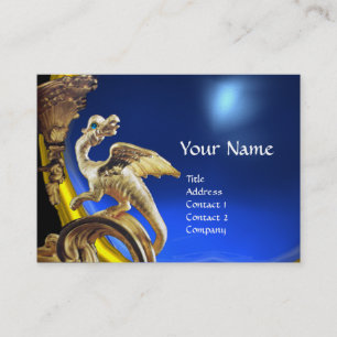 Carte De Visite GOLDEN DRAGON BLEU SAPPHIRE Monogramme Or métal